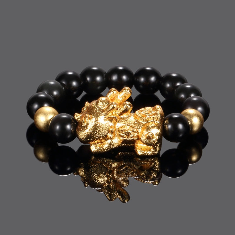 pixiu black obsidian wealth ring