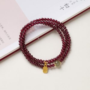 exclusive: red garnet beads fu wealth bracelet