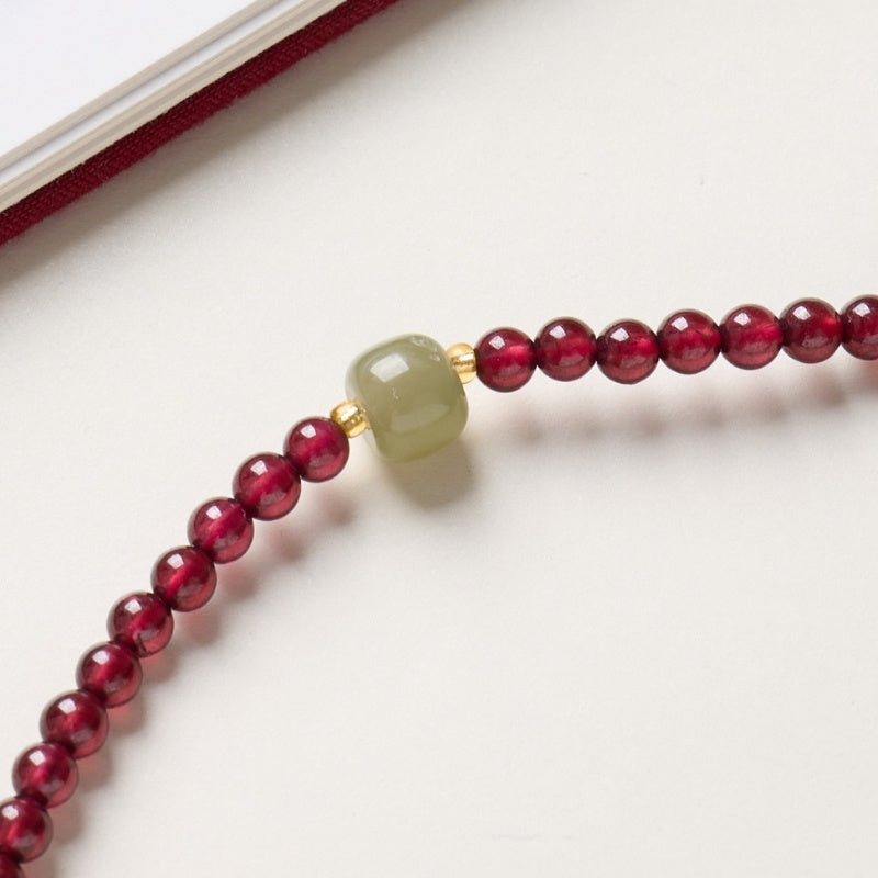 exclusive: red garnet beads fu wealth bracelet
