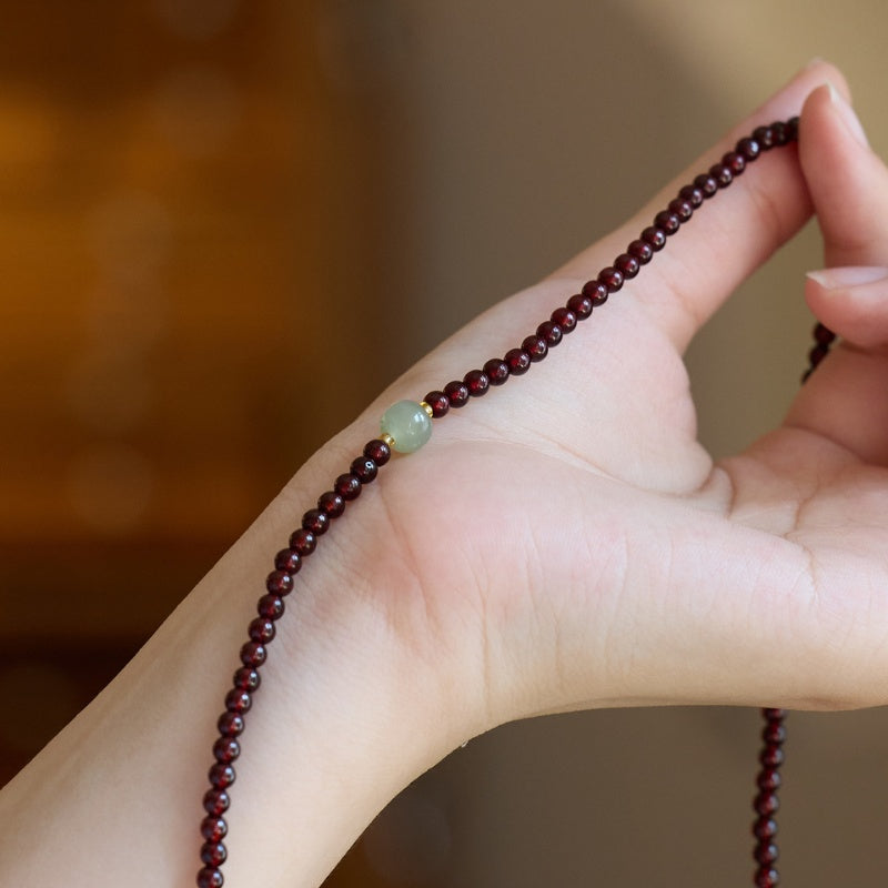 exclusive: red garnet beads fu wealth bracelet