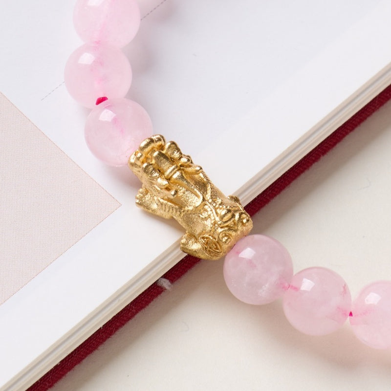 exclusive: rose quartz pixiu love & abundance bracelet