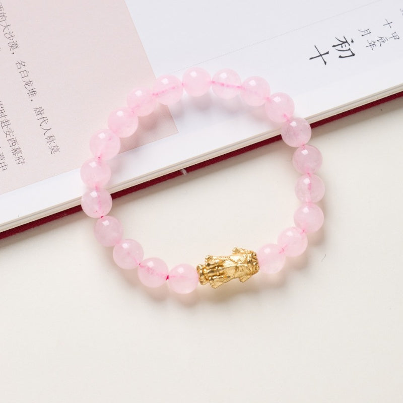 exclusive: rose quartz pixiu love & abundance bracelet