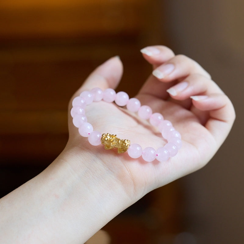 exclusive: rose quartz pixiu love & abundance bracelet