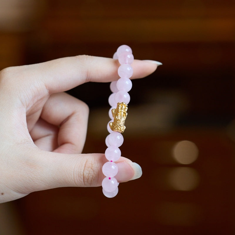 exclusive: rose quartz pixiu love & abundance bracelet